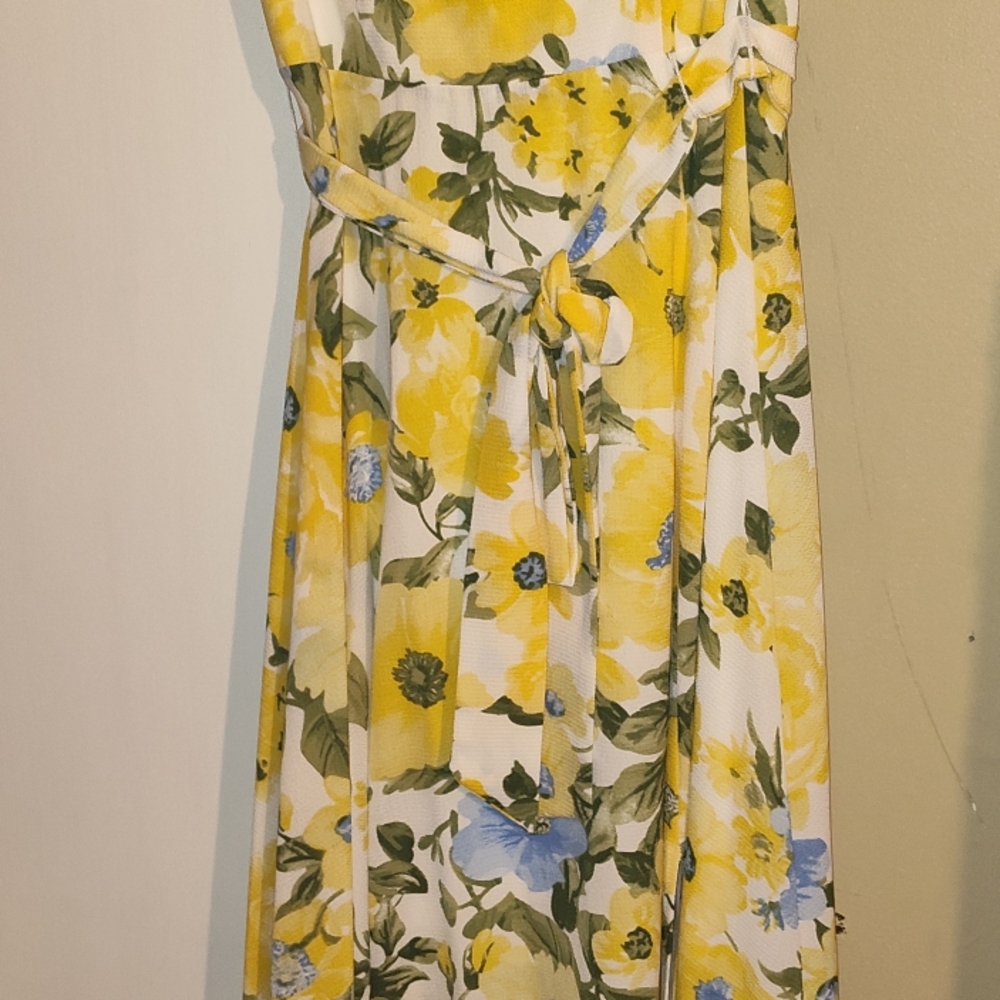 Floral Yellow and Blue Dress
